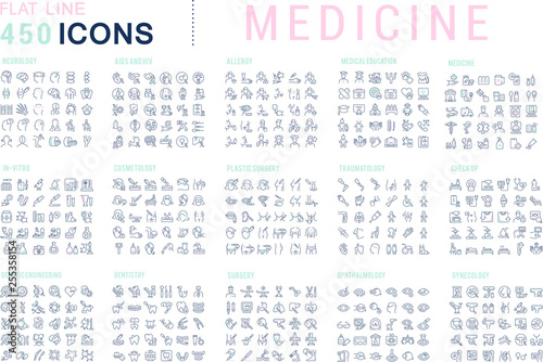Set Vector Line Icons of Medicine and Health.