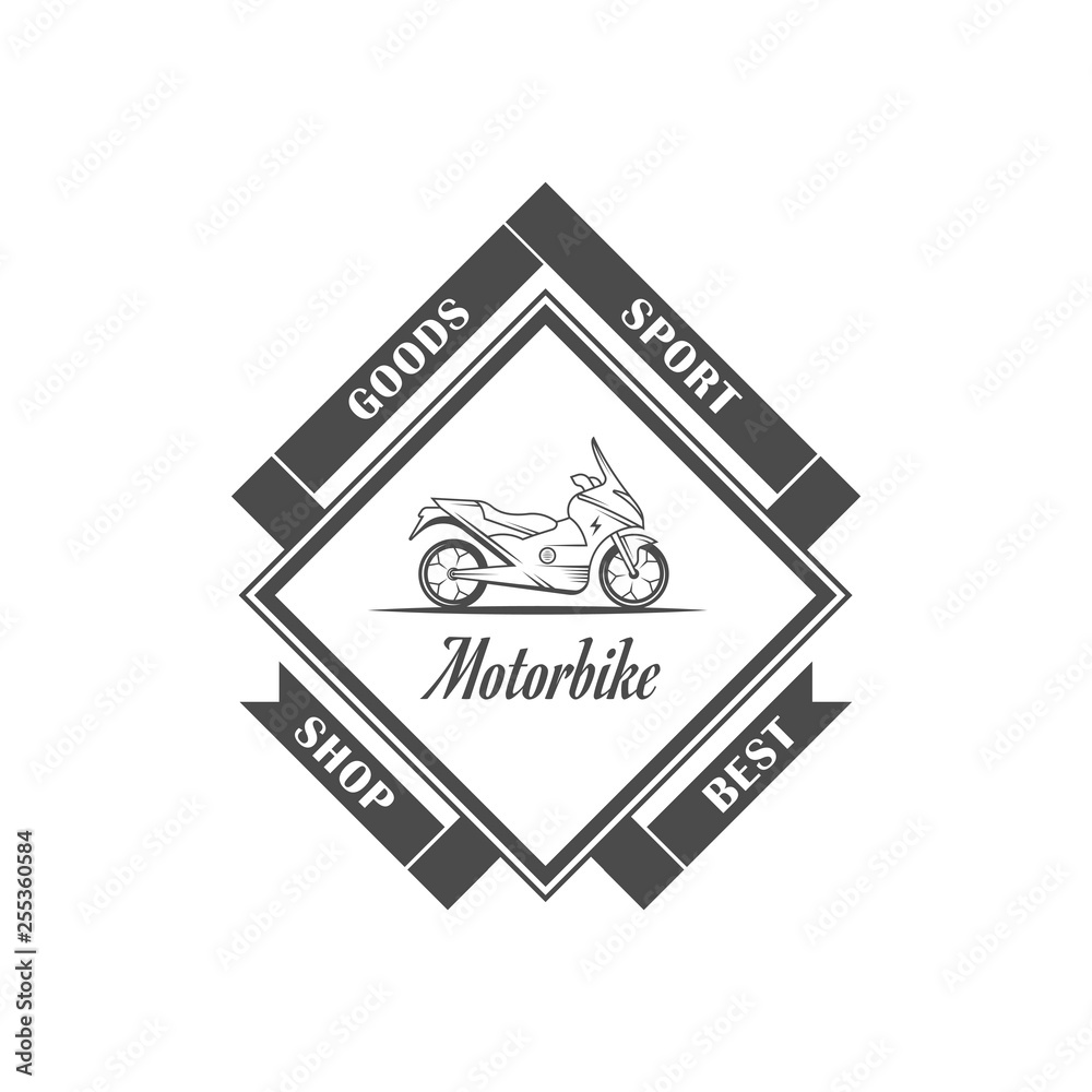 Retro Illustration of Motorbike Shop.
