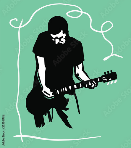 Guitar player. Line drawing