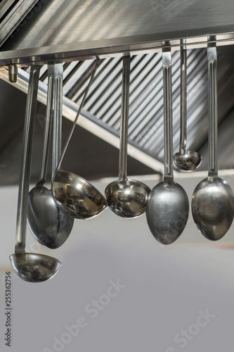 Ladles hanging on a Wall.
