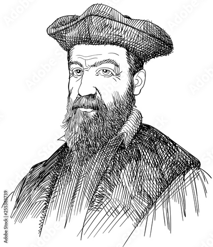 Nostradamus portrait in line art illustration