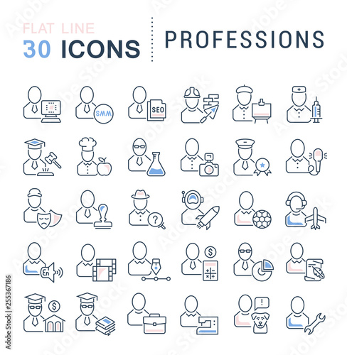 Set Vector Line Icons of Professions.
