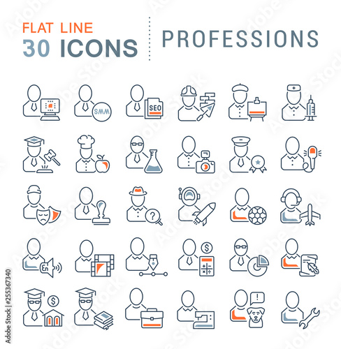 Set Vector Line Icons of Professions.
