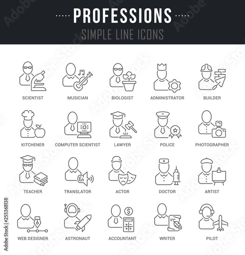 Set Vector Line Icons of Professions. © M.Style