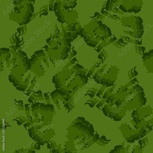 Forest camouflage of various shades of green colors