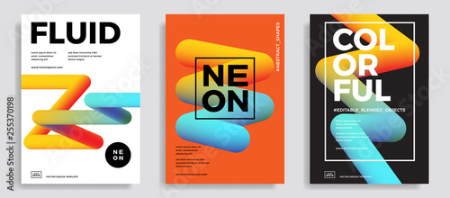 Trendy design templates with 3d flow shapes