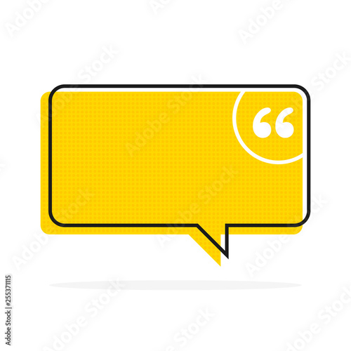 Quote text bubble. Commas, note, message and comment Vector