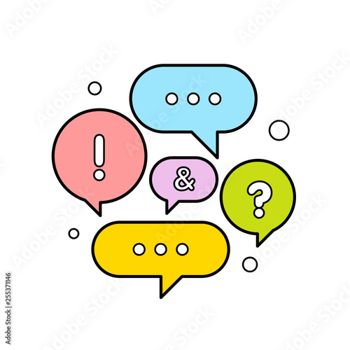 Vector illustration of a communication concept. Colorful dialog speech bubbles vector illustration