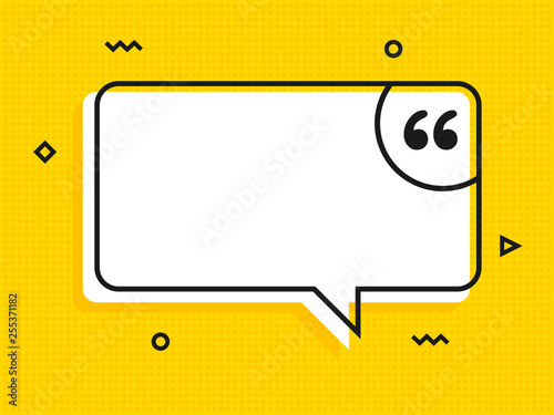 Quote text bubble. Commas, note, message and comment Vector photo