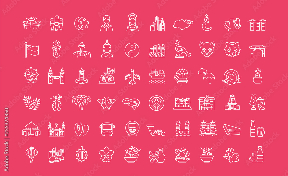 Set of Line Icons of Singapore. Set of Line Icons of Singapore.