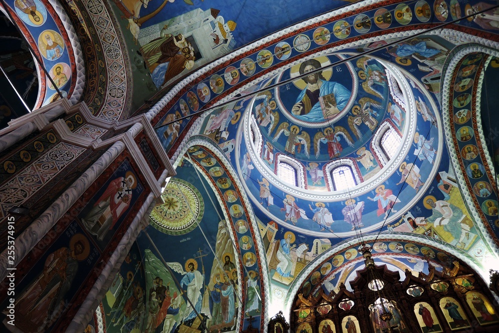Architecture of Nizhny Novgorod, Russia. SAlexander Nevsky cathedral interior. Popular landmark.