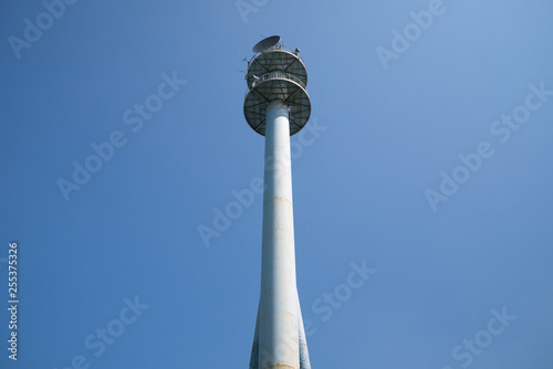 An antenna tower in the sky