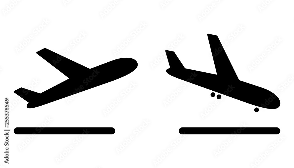 airport plane arrival and departure icons