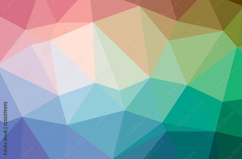 Illustration of abstract Blue, Yellow, Green And Red horizontal low poly background. Beautiful polygon design pattern.
