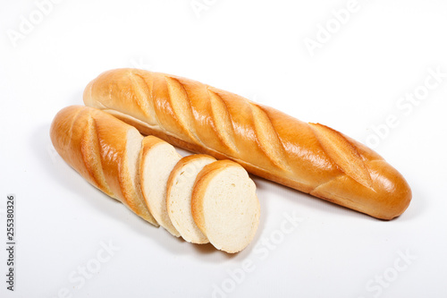 long loaf on white background