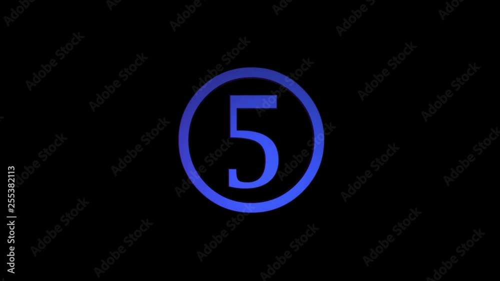 Countdown with blue spinning numbers on black background Countdown with blue spinning numbers on black background
