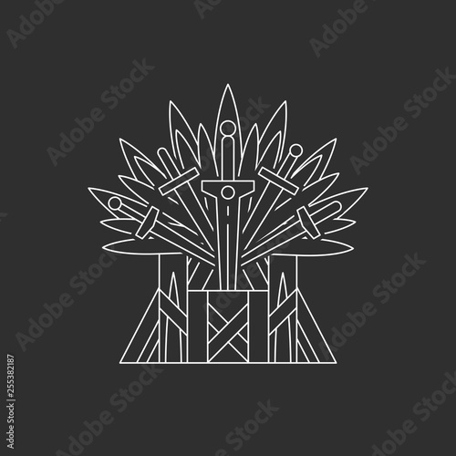 Ceremonial chair built of weapon.
