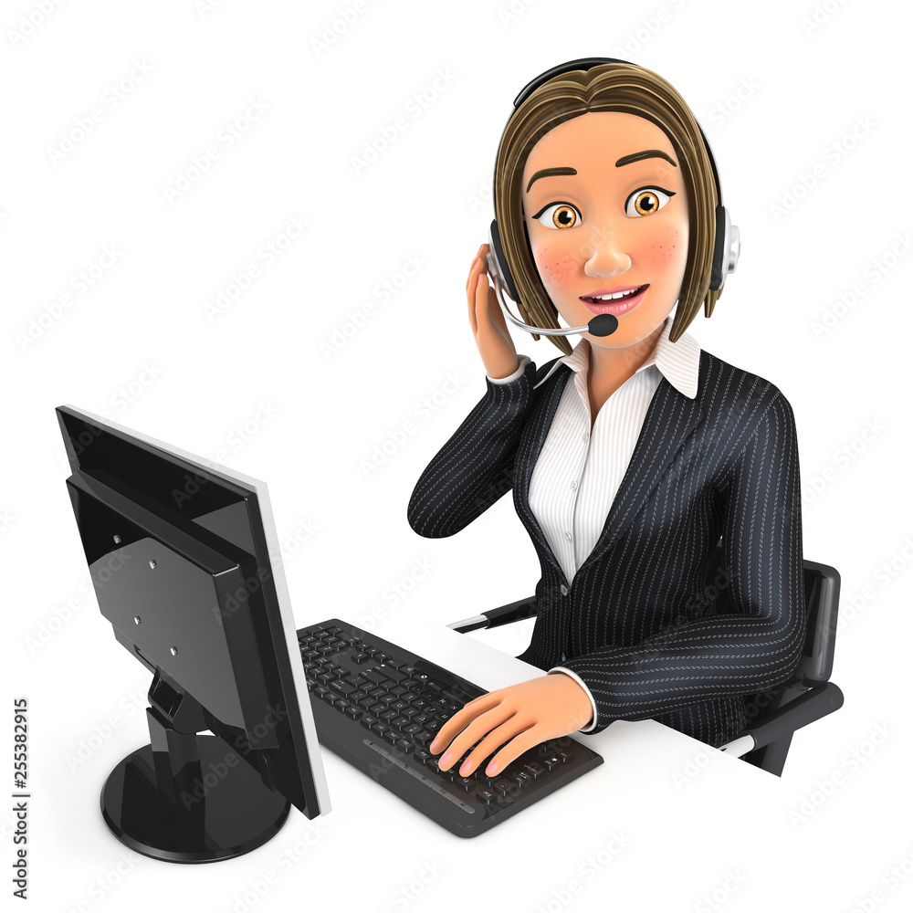 3d business woman call center 3d business woman call center