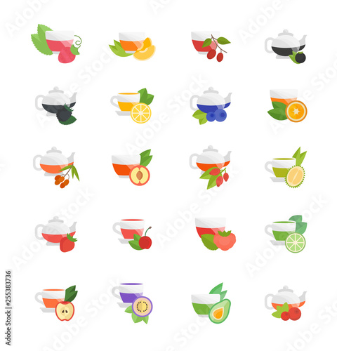 Set Vector Flat Icons of Tea.