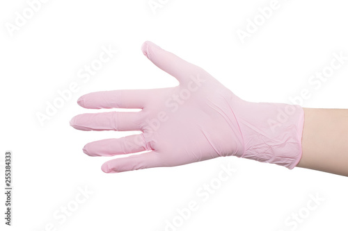 Medical Pink gloves from nitrile latex.
