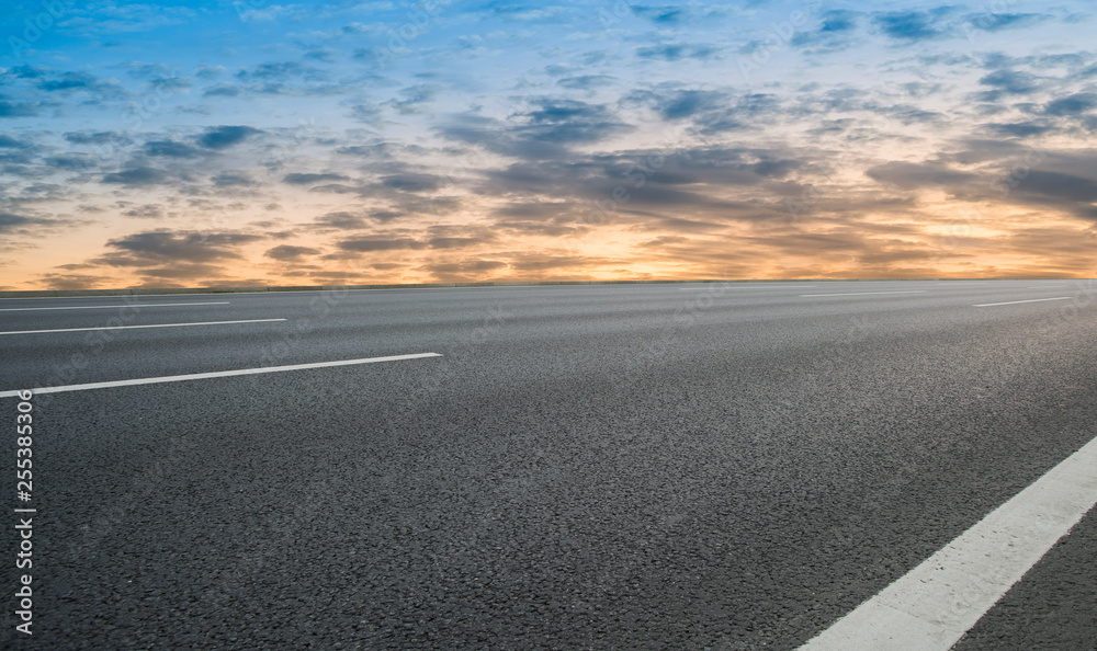 Fototapeta premium Road surface and sky cloud landscape..