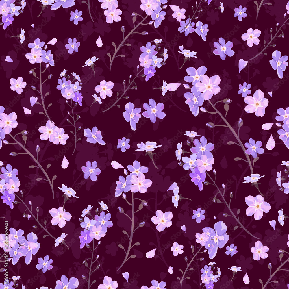 Cute wildflower littel blossom. Ditzy design seamless pattern