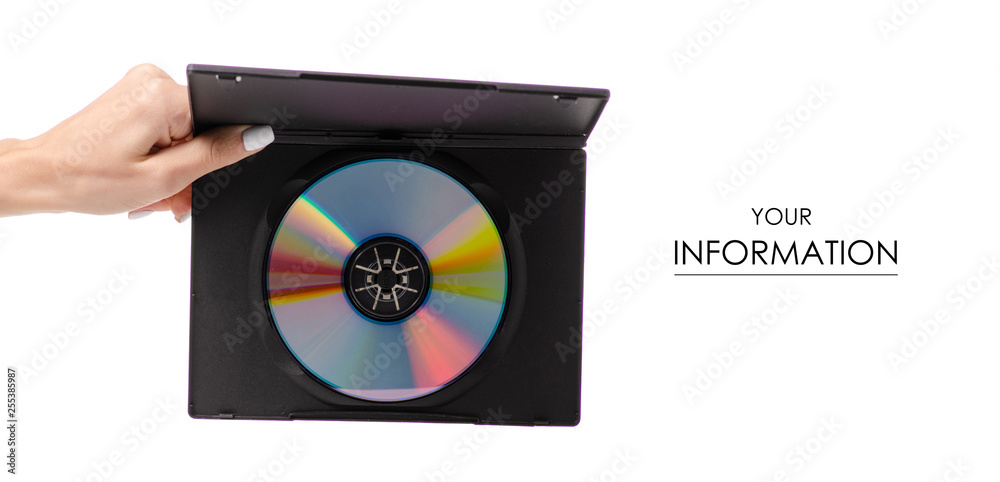 Obraz premium Disc in box in hand pattern on white background. Isolation