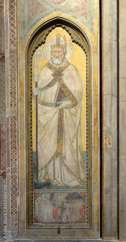 Saint, fresco in Orsanmichele Church in Florence, Tuscany, Italy