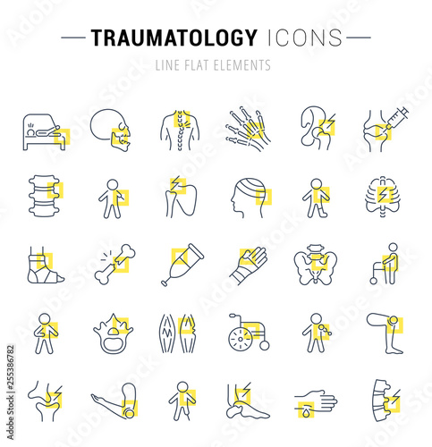 Set Vector Line Icons of Traumatology. photo