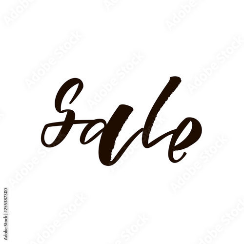 Sale hand lettering text. Design print for flyer, poster, shopping, for selling sign, discount, marketing, shoping, banner, web, header. Vector illustration
