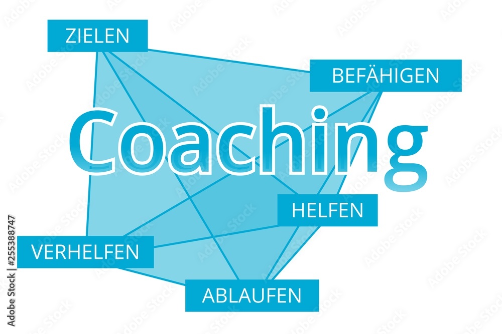 Coaching - Begriffe verbinden, Farbe blau