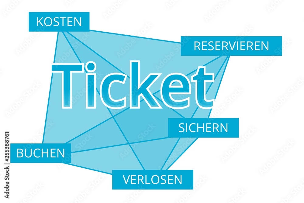 Ticket - Begriffe verbinden, Farbe blau