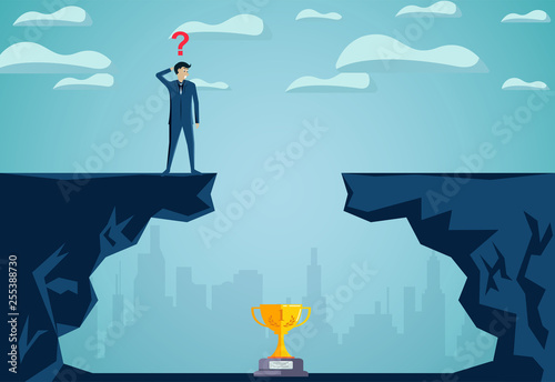 Problem solving concepts and finding solutions go to the ultimate business success goal. creative idea. leadership.  illustration cartoon vector