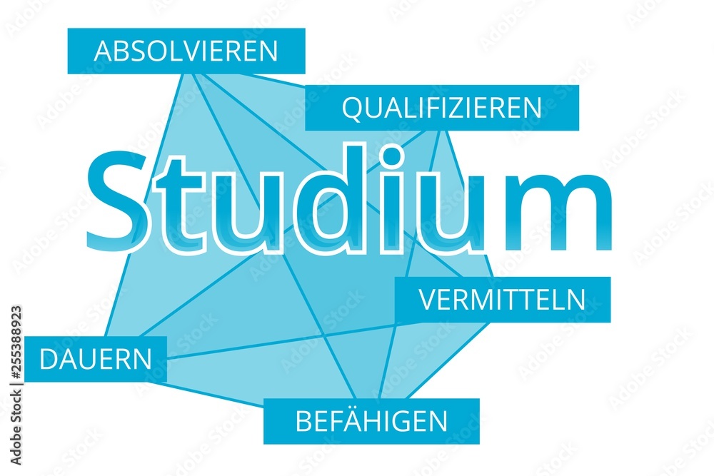 Studium - Begriffe verbinden, Farbe blau