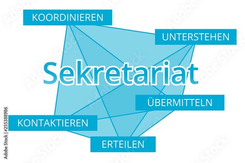 Sekretariat - Begriffe verbinden, Farbe blau photo