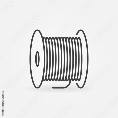 Fiber optic cable bobbin vector concept icon in thin line style