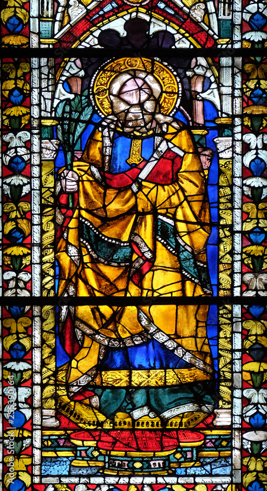 Stained glass window in the Cattedrale di Santa Maria del Fiore (Cathedral of Saint Mary of the Flower), Florence, Italy