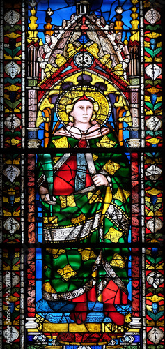 Stained glass window in the Cattedrale di Santa Maria del Fiore (Cathedral of Saint Mary of the Flower), Florence, Italy