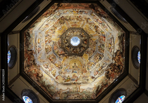 Last Judgment  fresco by Giorgio Vasari in the Cattedrale di Santa Maria del Fiore  Cathedral of Saint Mary of the Flower   Florence  Italy