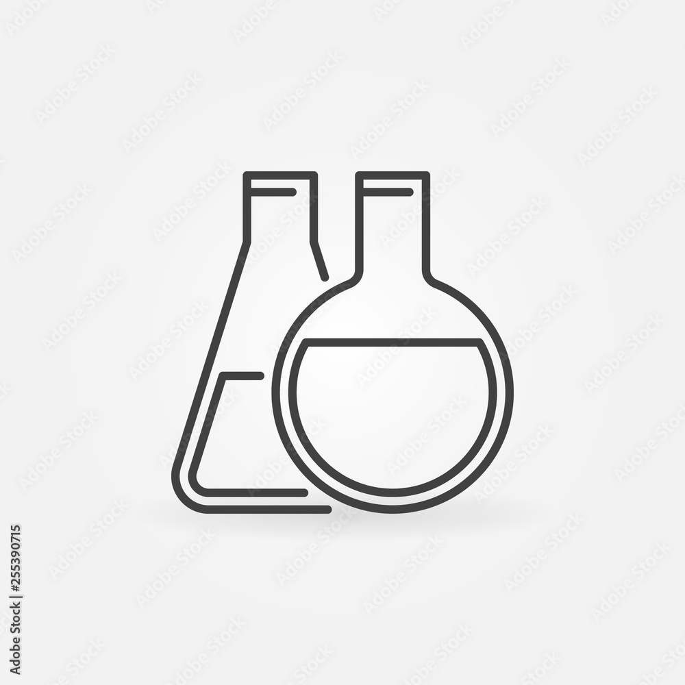 Laboratory glassware icon - vector Conical and Round-bottom flask concept symbol in thin line style Laboratory glassware icon - vector Conical and Round-bottom flask concept symbol in thin line style