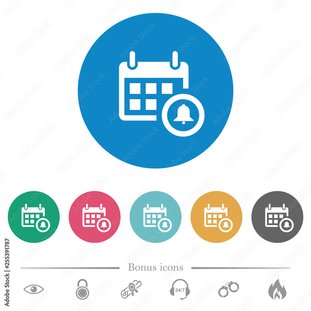 Calendar alarm flat round icons Calendar alarm flat round icons