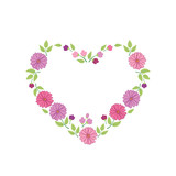 Heart of hand drawn flowers. Floral elements for March 8, Valentine's Day, Mother's Day, birthday, wedding invitations. Vector illustration.