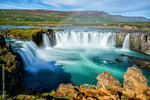 The Godafoss (Icelandic: waterfall of the gods) is a famous waterfall in Iceland. The breathtaking landscape of Godafoss waterfall attracts tourist to visit the Northeastern Region of Iceland. photo