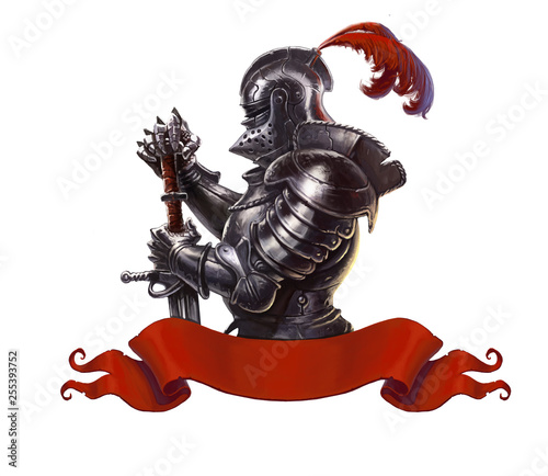 Foto Medieval knight with long sword realistic isolated