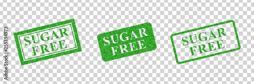 Vector realistic isolated green rubber stamp of Sugar Free logo for template decoration on the transparent background.