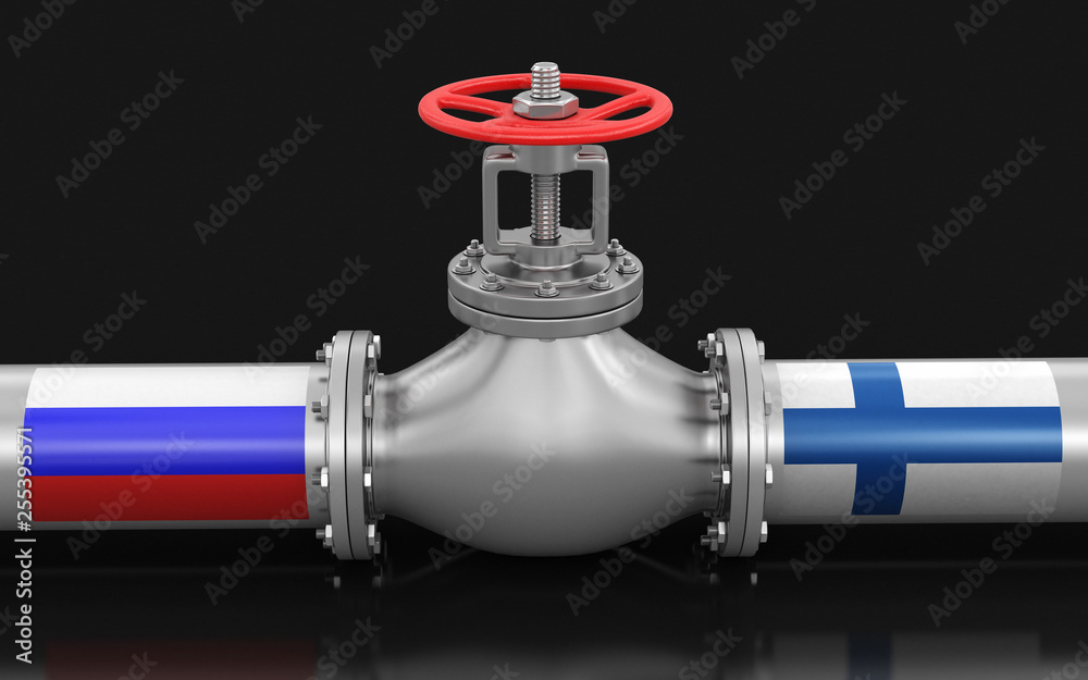 Pipeline with flags. Image with clipping path Pipeline with flags. Image with clipping path