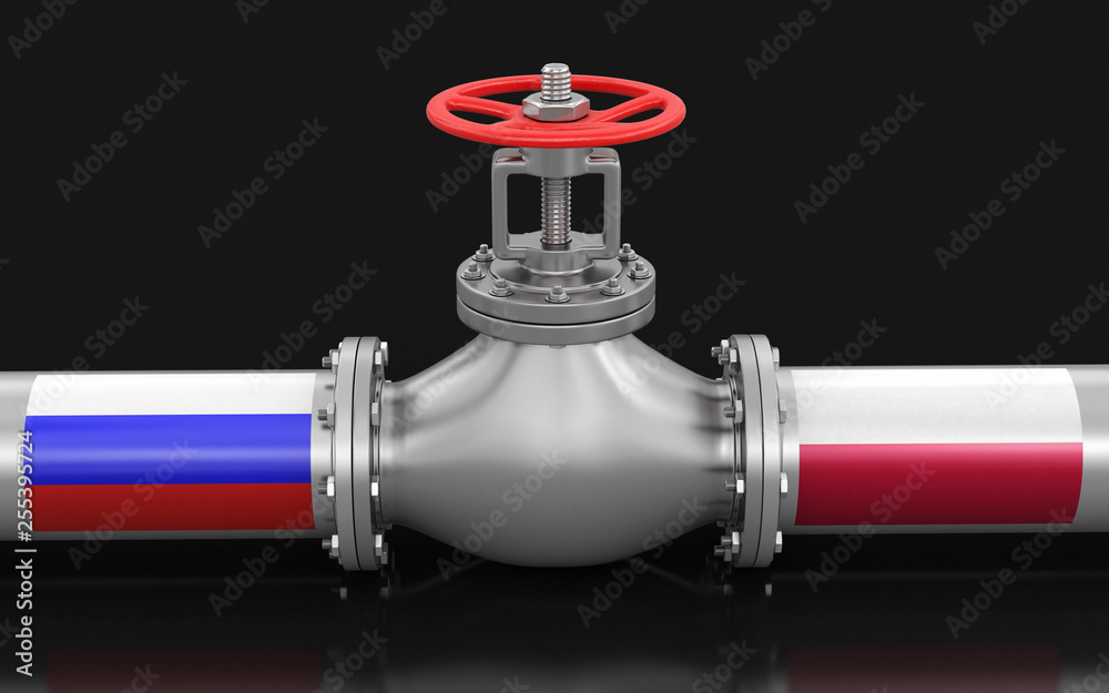 Pipeline with flags. Image with clipping path