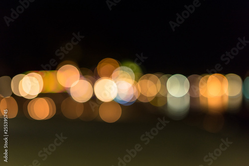 abstact blur bokeh of Evening traffic jam on road in city., night scene