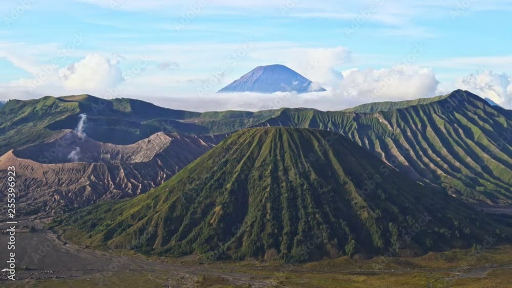 Mount Bromo is an active volcano and part of the Tengger massif, in East Java, Indonesia., Panning Left, Panning. Mount Bromo is an active volcano and part of the Tengger massif, in East Java, Indonesia., Panning Left, Panning.