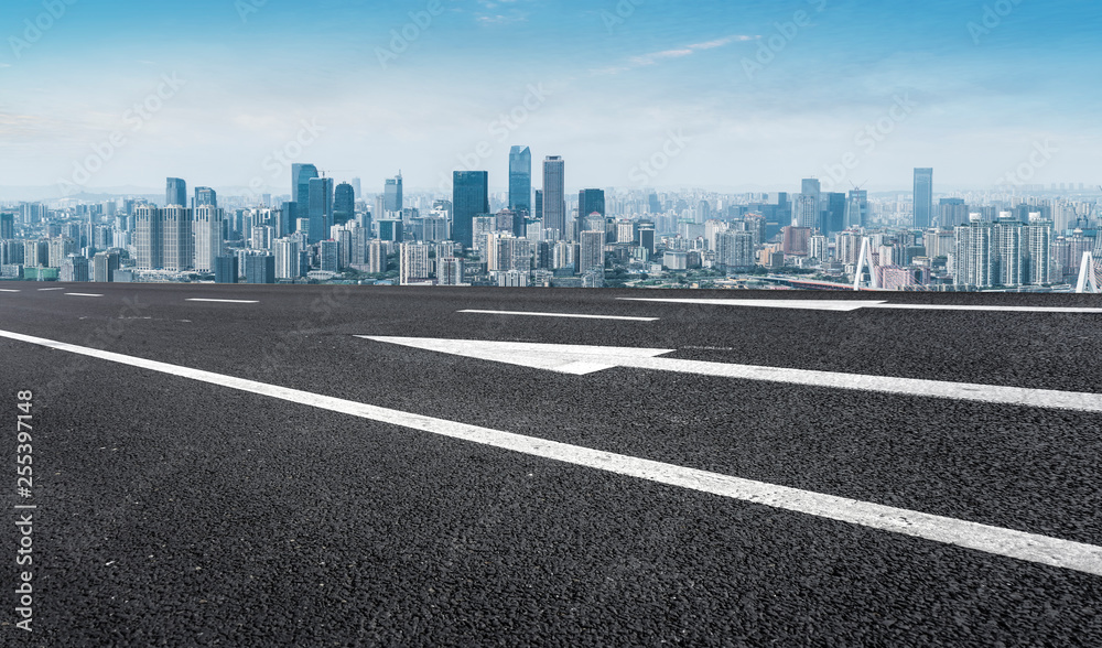 Fototapeta premium Urban Road, Highway and Construction Skyline